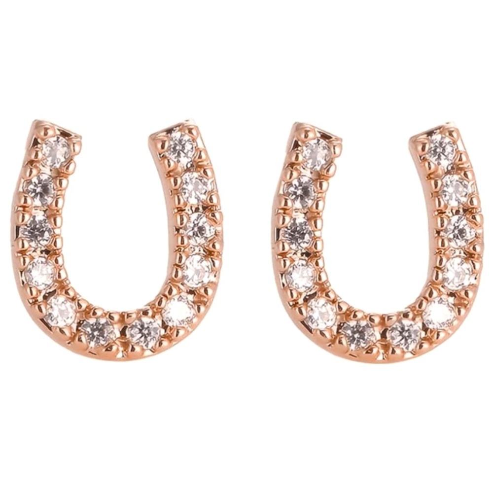 Rose Gold Horseshoe Stud Earrings
